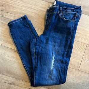 Celebrity Pink Blue Skinny Jeans with Distressed Details